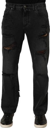 Dolce & Gabbana Distressed Cotton Denim Jeans - Gray
