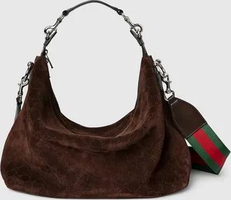 Gucci Brera Medium Crossbody Bag, Brown, Suede