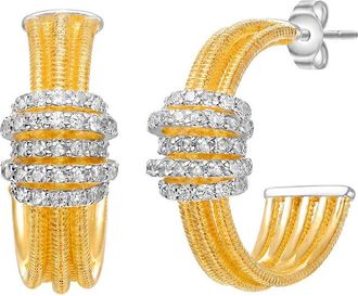 Rachel Glauber 14K Plated Cz Hoop Earrings