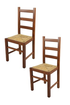 Tommychairs Tommychairs 2 Sillas Rustica En Haya Nogal Claro Y Asiento De Paja