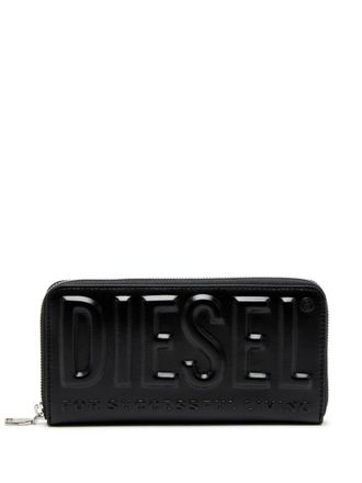 Diesel logo-embossed leather wallet - men - Calf Leather - One Size - Black