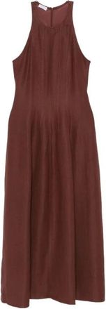Brunello Cucinelli Sleeveless Paneled Maxi Dress - Dames - Casual kleedjes - Bruin - S - Kleedjes