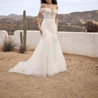 Casablanca Hunter Floral Beaded Wedding Dress In Ivory/nude/ivory