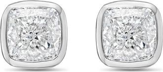 Diana M. Jewels 14KT WHITE GOLD LAB GROWN CUSHION CUT STUDS IN A BEZEL SETTING WEIGHING 2.00 CTS TW