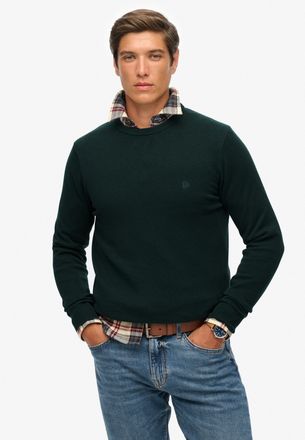 Superdry Strickpullover SUPERDRY ESSENTIALS COTTON JUMPER, Herren, Gr. M, enamel gr&uuml;n marl, Strick, Obermaterial: 100% Baumwolle, meliert, relaxed fit normal, 