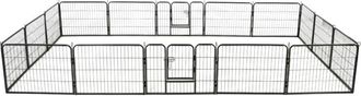vidaXL Vidaxl - Corral Para Perros 16 Paneles De Acero 60x80 Cm Negro