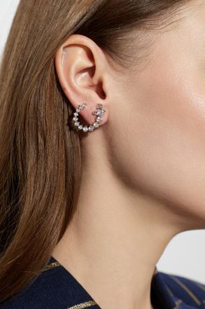 Vivienne Westwood Earrings With Shimmering Crystals, Womens, Silver
