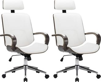 vidaXL Sillas De Oficina Giratorias Con Respaldo 2 Uds. Blanco Y Gris Vidaxl