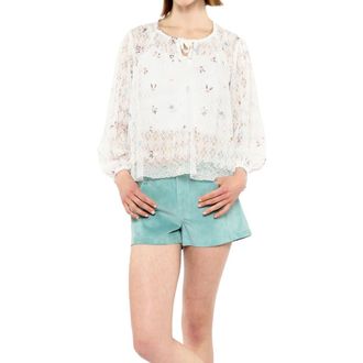 Anna Sui Embroidered Lacey Trellis Blouse in White Multi at Nordstrom, Size Small