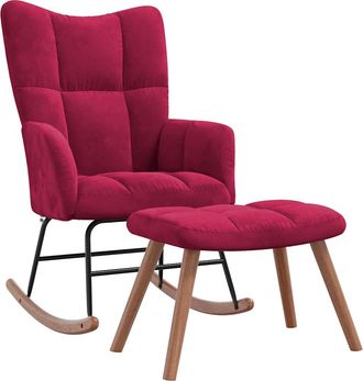 vidaXL Silla Mecedora Con Reposapi&eacute;s Terciopelo Rojo Tinto Vidaxl