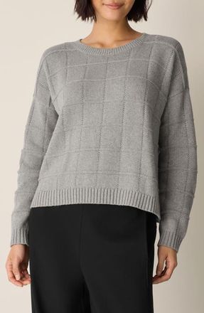 Eileen Fisher Organic Cotton & Cashmere Crewneck Sweater in Dark Pearl at Nordstrom, Size Petite P