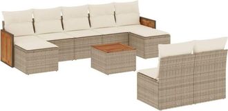 vidaXL Vidaxl - Juego De Sof&aacute;s Jard&iacute;n Con Cojines Beige 10 Pzas Rat&aacute;n Sint&eacute;tico