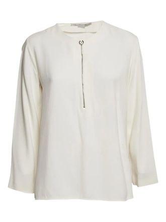 Stella McCartney zipped blouse - women - Viscose/Acetate/Elastane - M - Neutrals