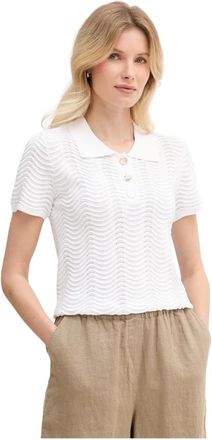 Joseph Ribkoff Textured Viscose Sweater Knit Short Sleeve Shirt - Dames - Polos - Wit - L - Nylon - Tops