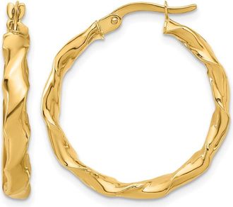 Diamond2Deal 14K Yellow Gold Round Twisted Hoop Earrings 26.2 mm