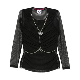 Chopova Lowena Dames, Tops, Zwart, Maat: XS Poliester