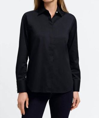 Foxcroft Tunic Blouse With Pearls In Black