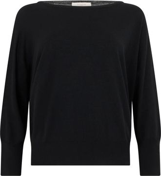 Slowear Trui met Wijde Kraag - Dames - Ronde hals truien - Zwart - M - Wol - Truien & Vesten