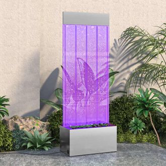 vidaXL Columna Burbujas Leds Rgb Acero Inoxidable Acr&iacute;lico 110 Cm Vidaxl