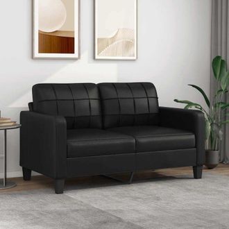 vidaXL Divano a 2 Posti Nero 140 cm in Similpelle - Vidaxl