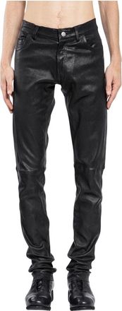 Giorgio Brato Leather Trousers, male, Black, XL, Coated Lambskin 5 Pocket Trousers