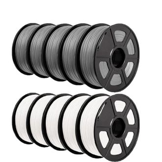 OEM Filamento Pla Plus, 1,75 Mm De Di&aacute;metro, Alta Precisi&oacute;n Dimensional, 5 Blancos Y 5 Grises