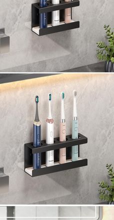 OEM Soporte De Pared Para Cepillos De Dientes El&eacute;ctricos, Con Recipiente Para Tierra De Diatomeas, Almacenamiento Adhesivo Para Cepillos De Dientes Y Past