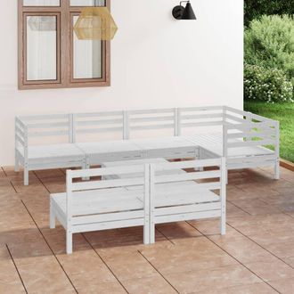 vidaXL Juego De Muebles De Jard&iacute;n 8 Piezas Madera Maciza Pino Blanco Vidaxl
