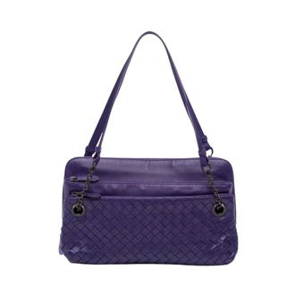 Bottega Veneta Borsa a spalla in pelle intrecciata pre-owned con dettaglio a catena - - Pre-owned - Donna - Viola - ONE SIZE