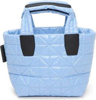 VeeCollective Mini Vee Water Repellent Quilted Nylon Tote in Cerulean Vinyl at Nordstrom