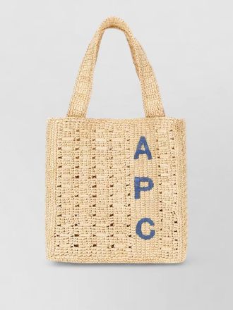 A.P.C. raffia tote bag woven texture top handles