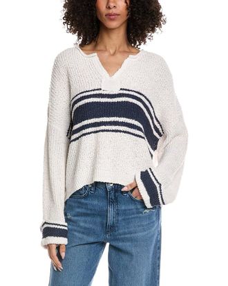 Vintage Havana Contrast Stripe V-Neck Sweater