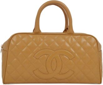 Chanel 2005 CC diamond-quilted bowling bag - women - Caviar Leather - One Size - Neutrals