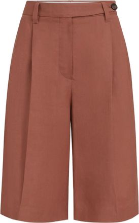 Brunello Cucinelli monili-detail concealed-fastening shorts - women - Viscose/Linen/Flax - 44 - Orange