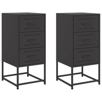 Berkfield Home Bedside Cabinets 2 pcs Black 36x39x78 cm Steel | Size: 36 x 39 x 78 cm