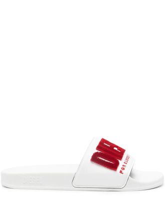 Diesel Sa-Mayemi logo slides - women - Rubber/Rubber/Polyurethane/Fabric - 37 - White