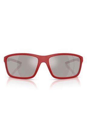 Ferrari 65mm Oversize Pillow Sunglasses in Red Matte Ferrari /Grey at Nordstrom