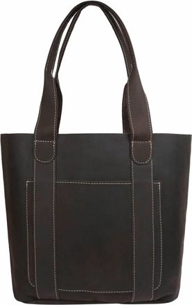 Risa Womens Threaded Pocket Tote In Oil Tan Brown