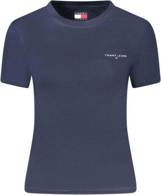 Tommy Hilfiger Tops, Dames, Blauw, M, Iconic Logo Crew Neck Tee