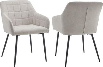 Home Heavenly Pack 2 sillas patas negras tela jaspeada beige claro 82 x 61 x 57 cm