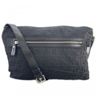 Fendi Black White Nylon Shoulder Bag (Pre-Owned)