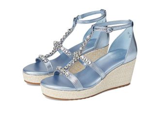 Naturalizer Serena Ankle Straps Womens Sandals Light Blue Metallic Leather : 10.5 M (B), Rubber/Synthetic