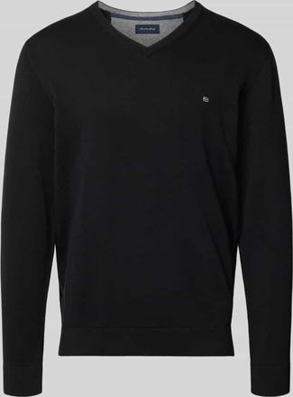 Christian Berg Strickpullover mit V-Ausschnitt in Black, Größe 3XL