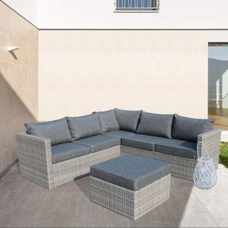Milani Home Milani Home - agrigentum - salotto angolare da giardino intreccio in rattan sintetico
