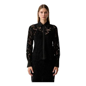 Twinset Overhemden, Dames, Zwart, M, Polyester, Kanten Blouse met Top