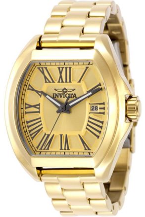 Invicta Angel 48183 Dames Horloge - Quartz Uurwerk - Roestvrij Staal met gouden Wijzerplaat - 38mm