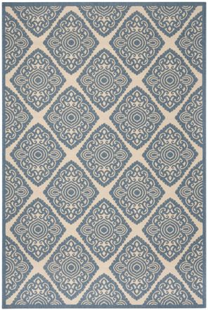 Safavieh Alfombra medall&oacute;n de polipropileno beige/azul, 122 x 183 cm
