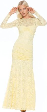 Alexia Admor Nova Long Sleeve Ruched Dress in Butter Yellow at Nordstrom, Size X-Small