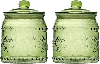 10 Strawberry Street Set Of 2 Wentworth Glass Canisters