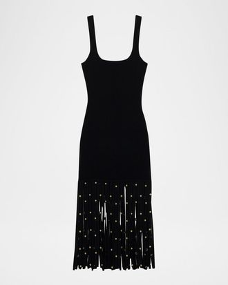 SIMKHAI Romelia Fringe Knit Midi Dress